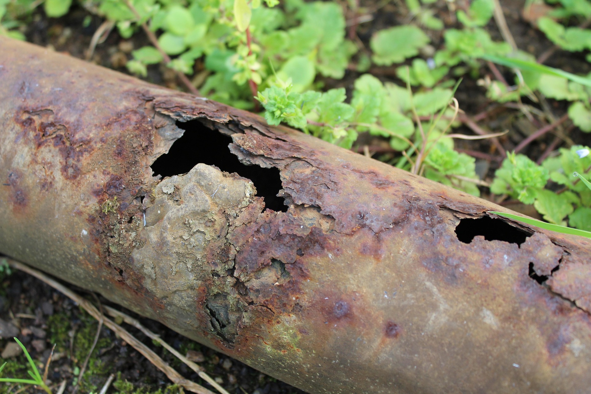 a corroded, broken sewer pipe